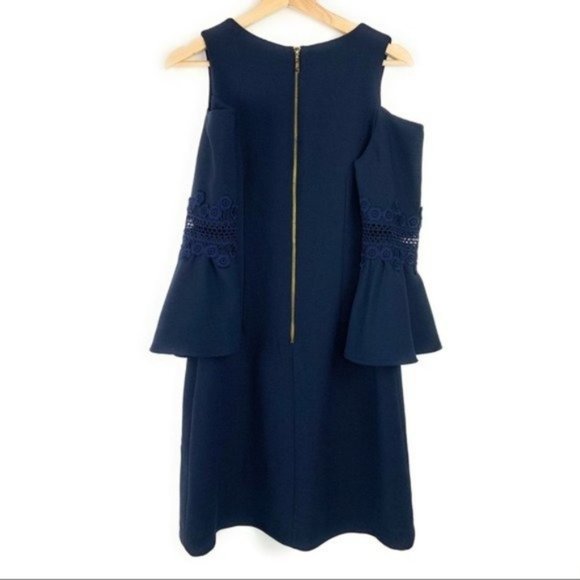 Eliza J Dress w/ Bell Sleeves & Cold Shoulder Navy Blue - Picture 7 of 7